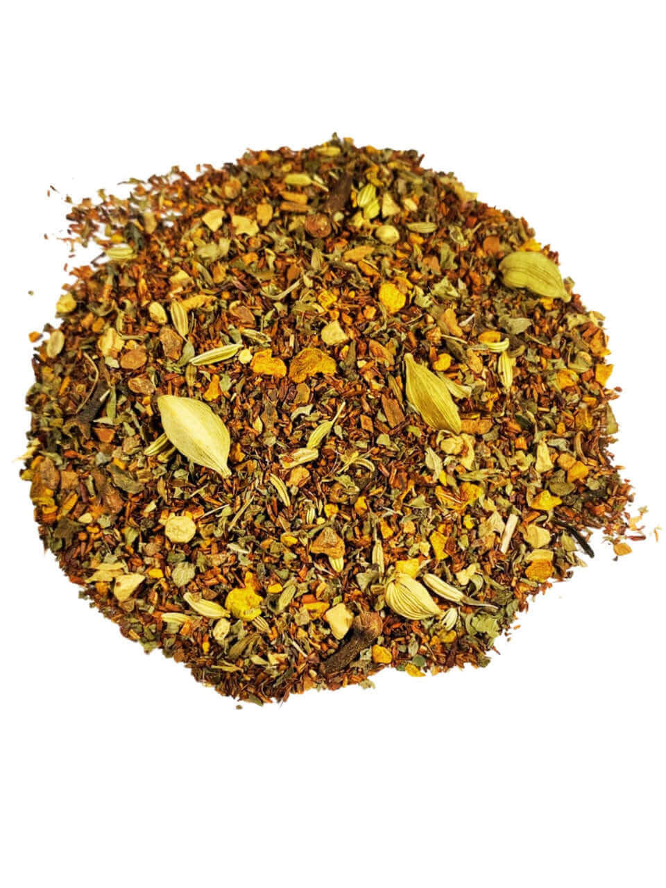 Ingredients: rooibos, ginger, lemon balm, turmeric, cinnamon, fennel, cardamom, clove&nbsp;